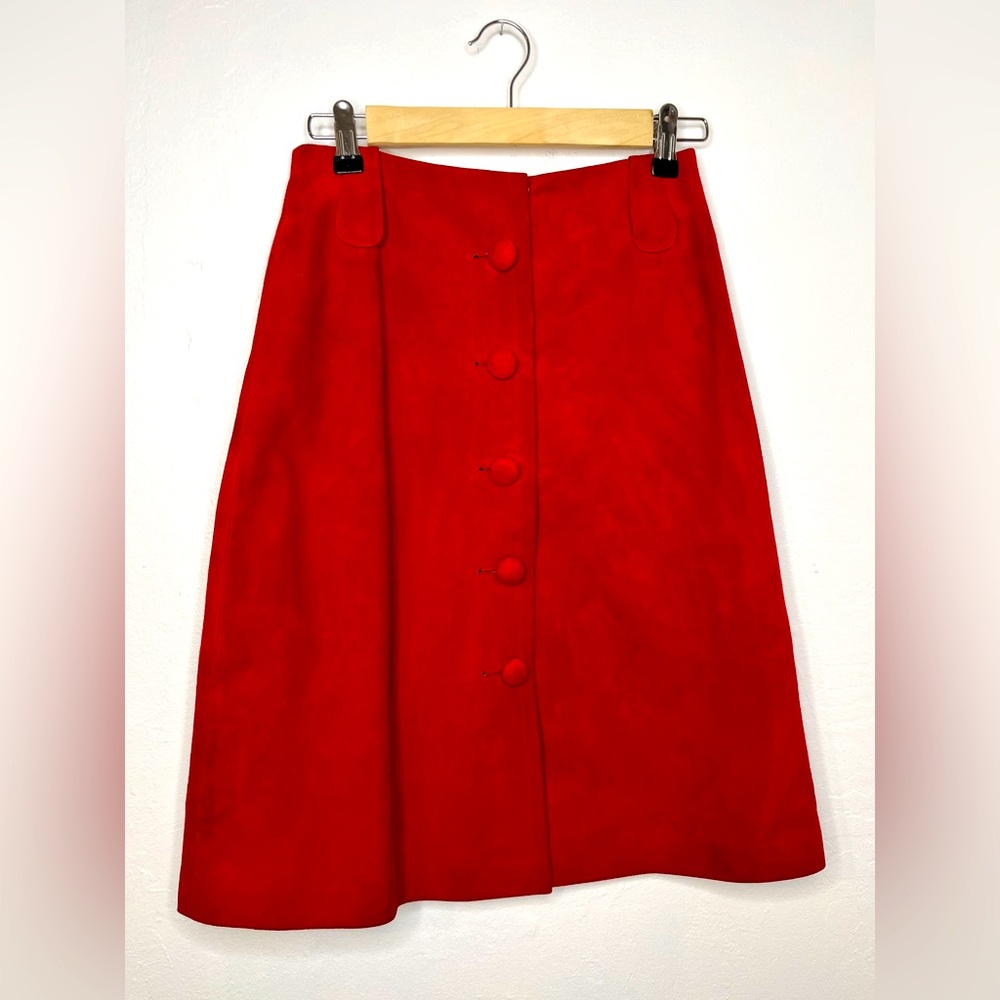Vintage suede skirt in cherry red (size xs)